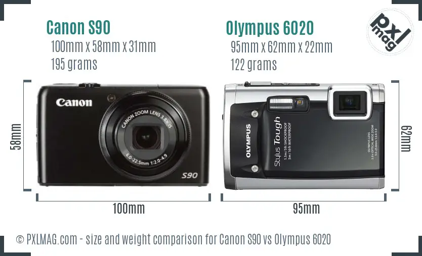 Canon S90 vs Olympus 6020 size comparison