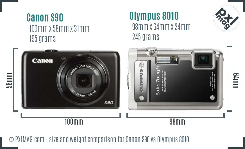 Canon S90 vs Olympus 8010 size comparison