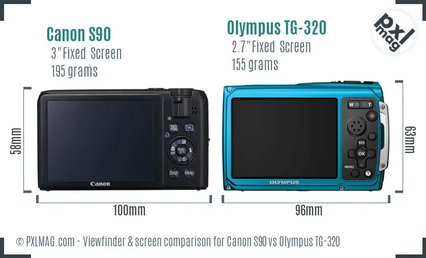 Canon S90 vs Olympus TG-320 Screen and Viewfinder comparison