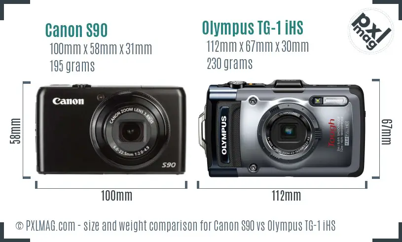 Canon S90 vs Olympus TG-1 iHS size comparison Canon S90 vs Olympus TG-1 iHS size comparison