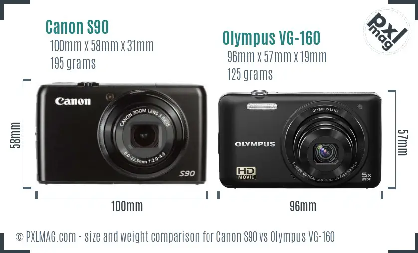 Canon S90 vs Olympus VG-160 size comparison