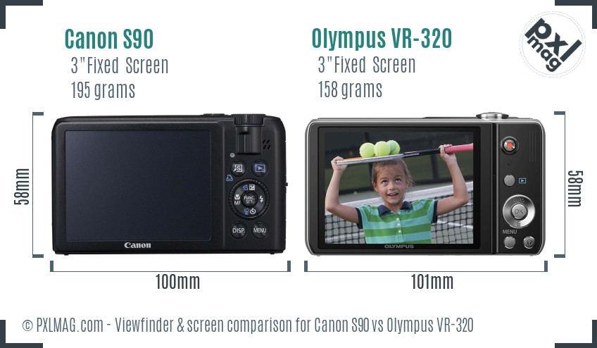 Canon S90 vs Olympus VR-320 Screen and Viewfinder comparison