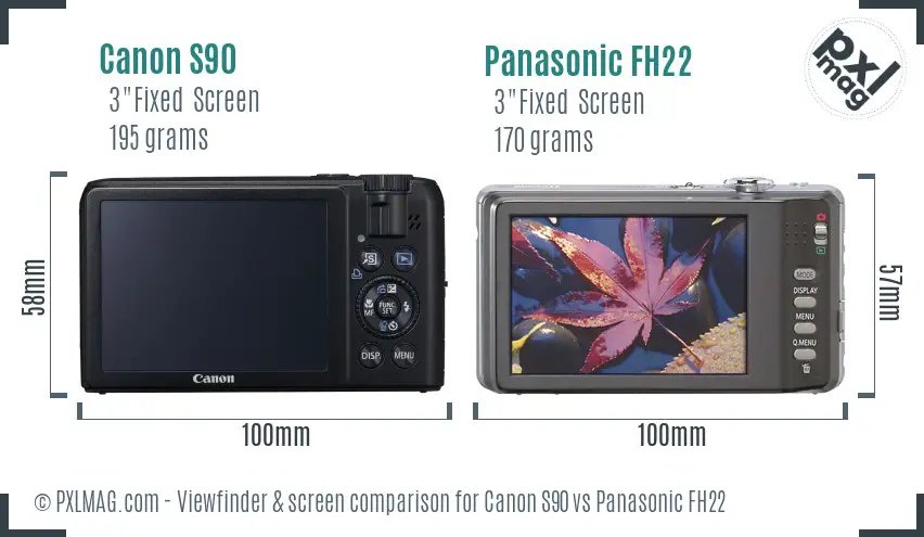 Canon S90 vs Panasonic FH22 Screen and Viewfinder comparison