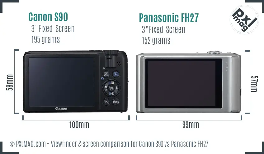 Canon S90 vs Panasonic FH27 Screen and Viewfinder comparison