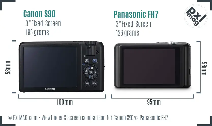 Canon S90 vs Panasonic FH7 Screen and Viewfinder comparison Canon S90 vs Panasonic FH7 Screen and Viewfinder comparison