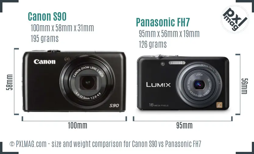 Canon S90 vs Panasonic FH7 size comparison Canon S90 vs Panasonic FH7 size comparison