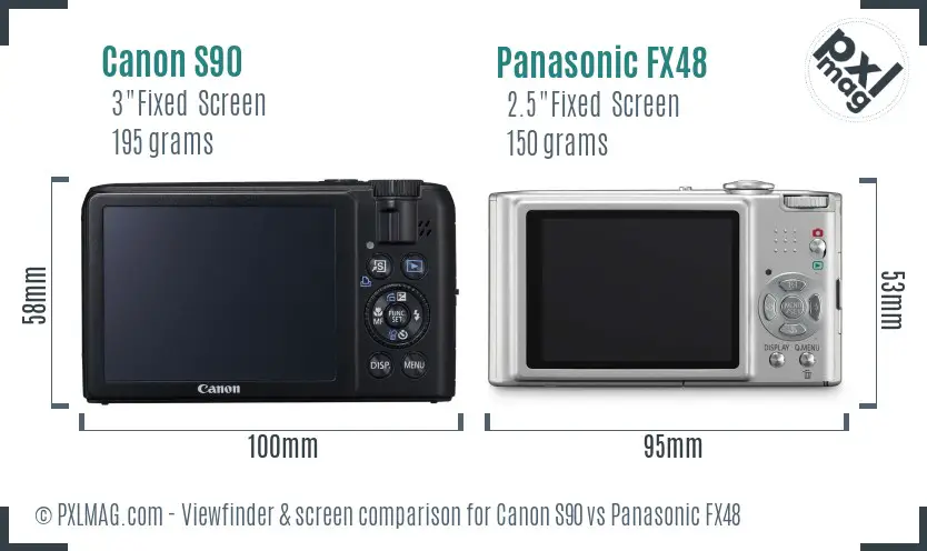 Canon S90 vs Panasonic FX48 Screen and Viewfinder comparison Canon S90 vs Panasonic FX48 Screen and Viewfinder comparison