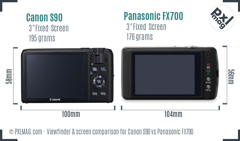 Canon S90 vs Panasonic FX700 Screen and Viewfinder comparison