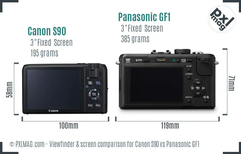 Canon S90 vs Panasonic GF1 Screen and Viewfinder comparison