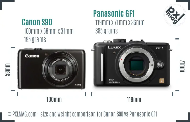 Canon S90 vs Panasonic GF1 size comparison