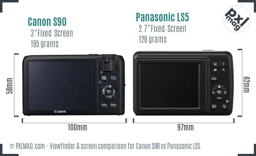 Canon S90 vs Panasonic LS5 Screen and Viewfinder comparison
