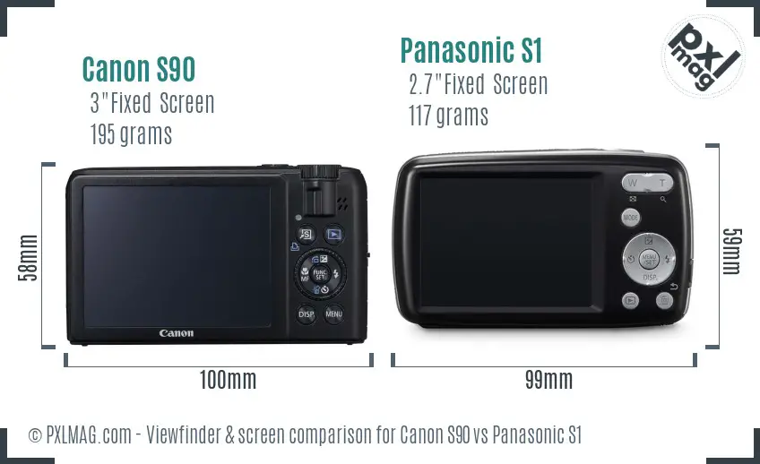 Canon S90 vs Panasonic S1 Screen and Viewfinder comparison