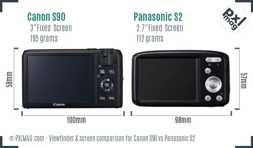 Canon S90 vs Panasonic S2 Screen and Viewfinder comparison
