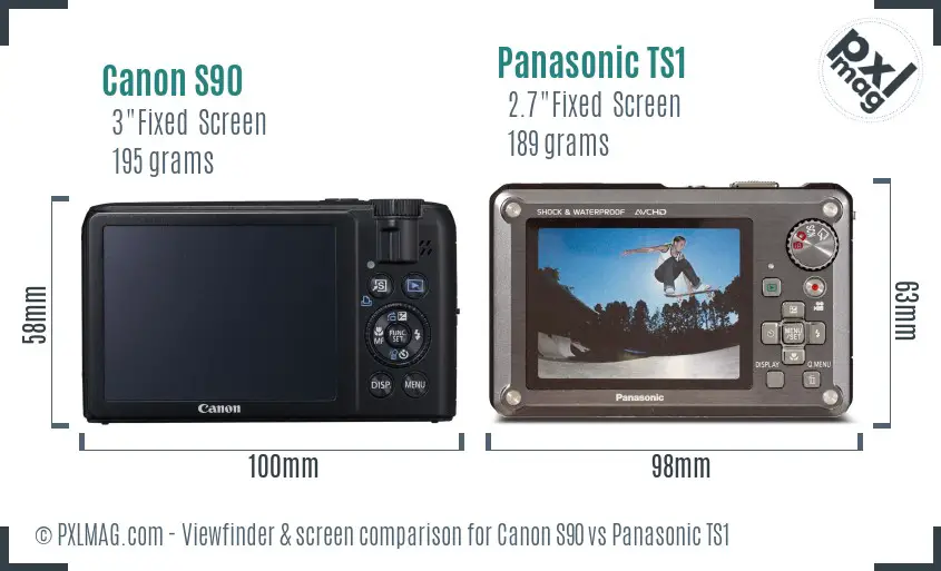 Canon S90 vs Panasonic TS1 Screen and Viewfinder comparison