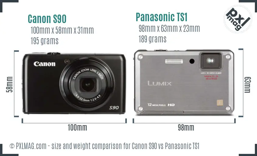 Canon S90 vs Panasonic TS1 size comparison Canon S90 vs Panasonic TS1 size comparison