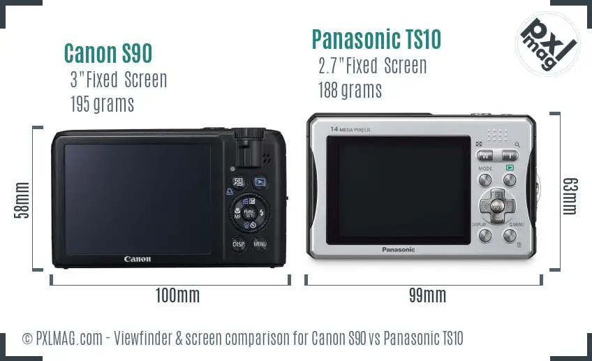 Canon S90 vs Panasonic TS10 Screen and Viewfinder comparison