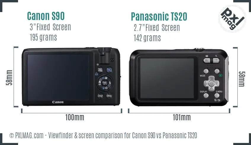 Canon S90 vs Panasonic TS20 Screen and Viewfinder comparison Canon S90 vs Panasonic TS20 Screen and Viewfinder comparison