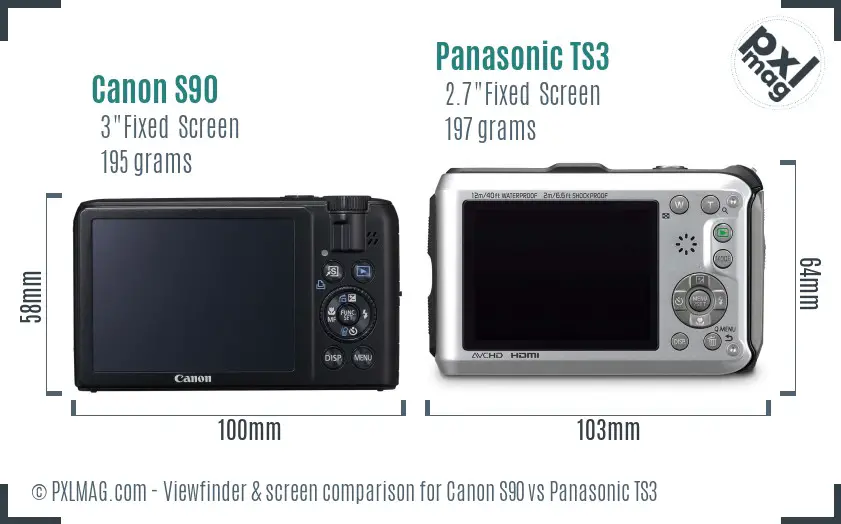 Canon S90 vs Panasonic TS3 Screen and Viewfinder comparison