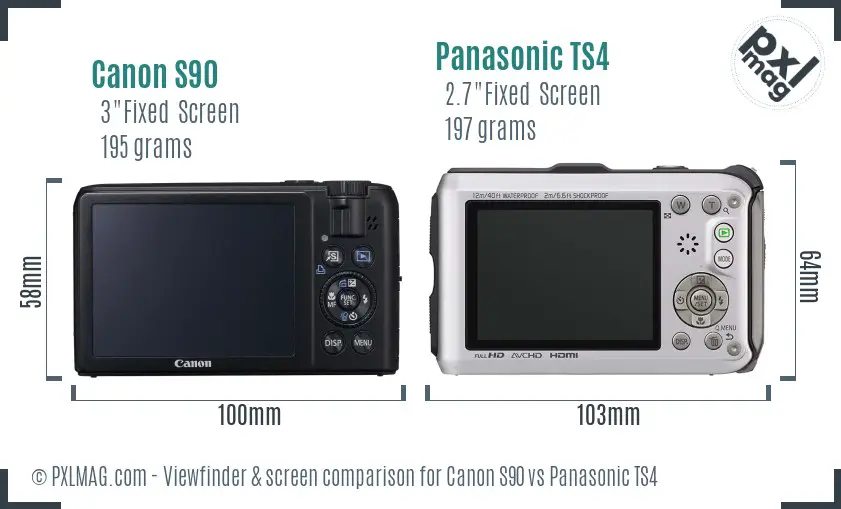 Canon S90 vs Panasonic TS4 Screen and Viewfinder comparison
