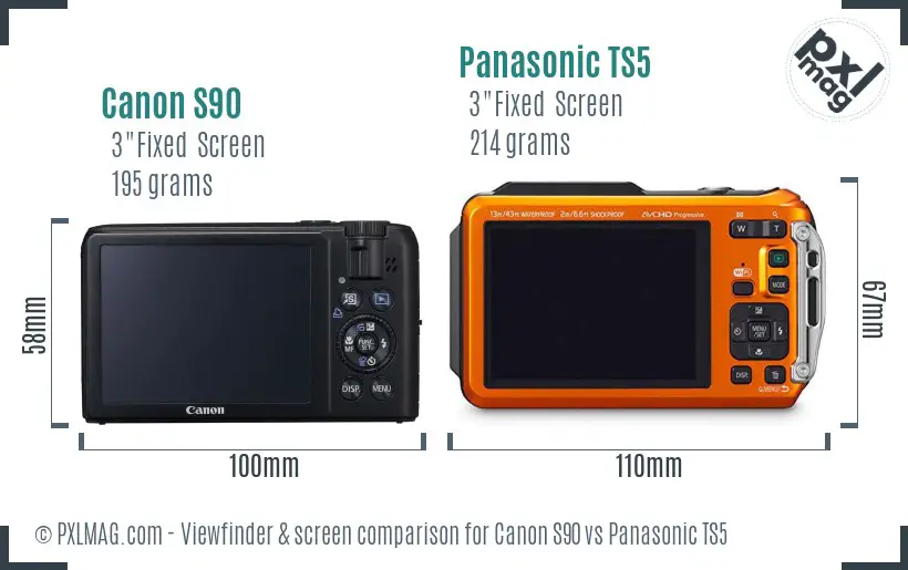 Canon S90 vs Panasonic TS5 Screen and Viewfinder comparison Canon S90 vs Panasonic TS5 Screen and Viewfinder comparison