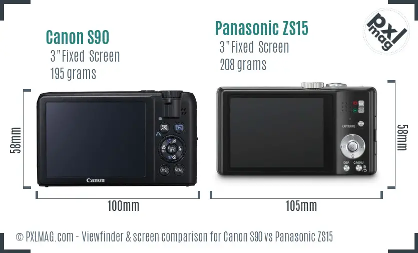 Canon S90 vs Panasonic ZS15 Screen and Viewfinder comparison Canon S90 vs Panasonic ZS15 Screen and Viewfinder comparison