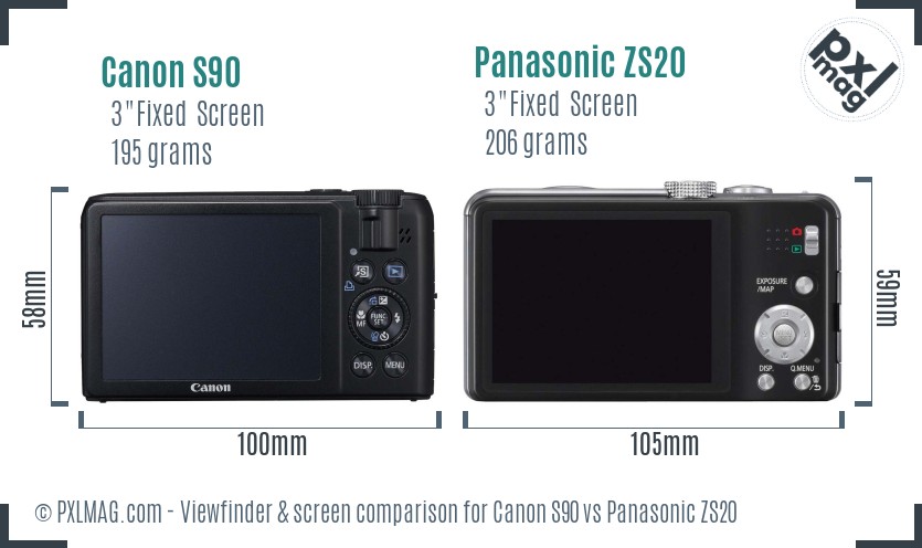 Canon S90 vs Panasonic ZS20 Screen and Viewfinder comparison