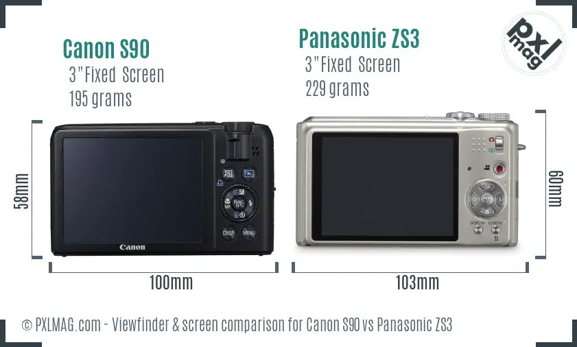 Canon S90 vs Panasonic ZS3 Screen and Viewfinder comparison Canon S90 vs Panasonic ZS3 Screen and Viewfinder comparison