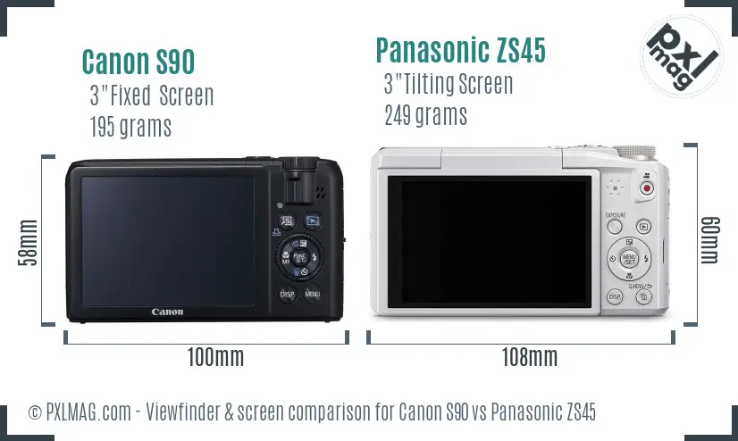 Canon S90 vs Panasonic ZS45 Screen and Viewfinder comparison Canon S90 vs Panasonic ZS45 Screen and Viewfinder comparison