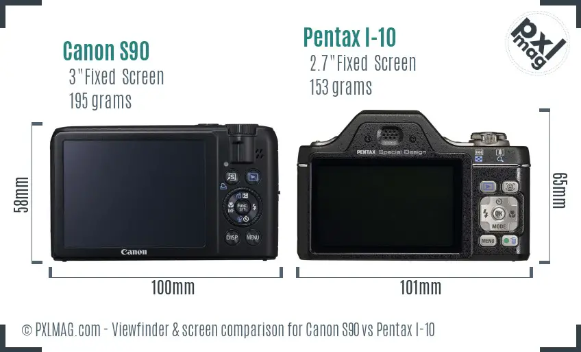 Canon S90 vs Pentax I-10 Screen and Viewfinder comparison Canon S90 vs Pentax I-10 Screen and Viewfinder comparison