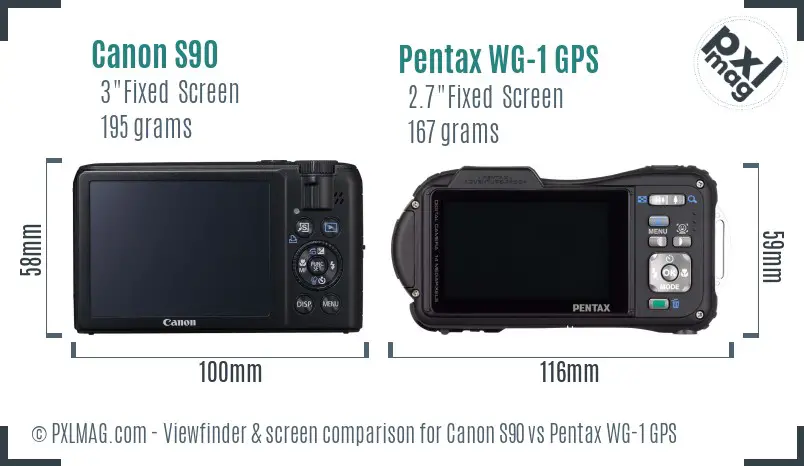 Canon S90 vs Pentax WG-1 GPS Screen and Viewfinder comparison Canon S90 vs Pentax WG-1 GPS Screen and Viewfinder comparison