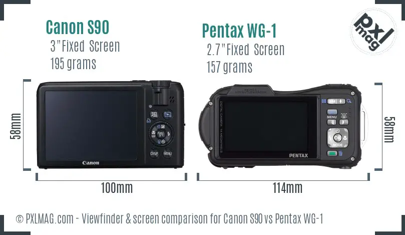 Canon S90 vs Pentax WG-1 Screen and Viewfinder comparison