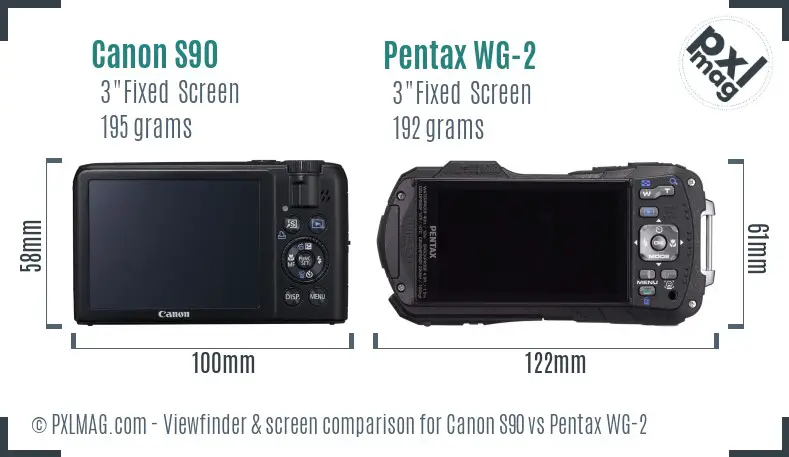 Canon S90 vs Pentax WG-2 Screen and Viewfinder comparison