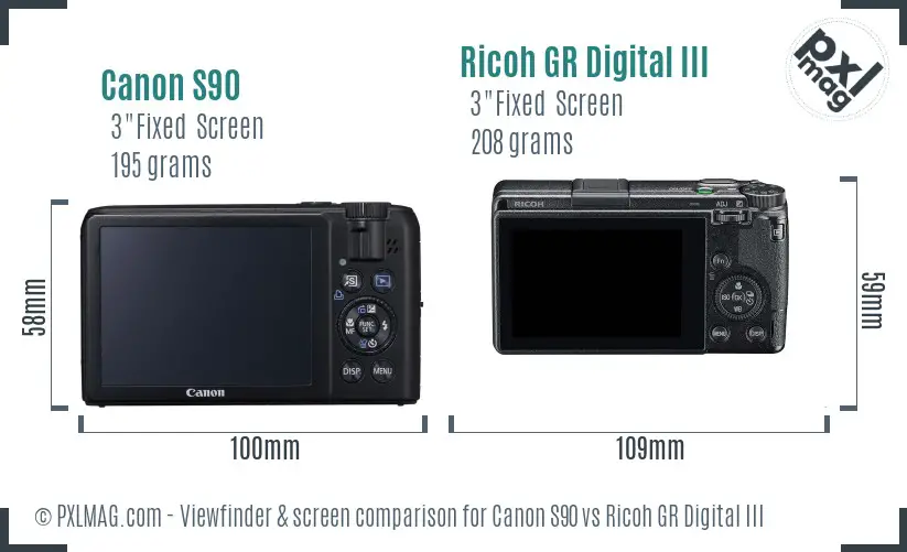 Canon S90 vs Ricoh GR Digital III Screen and Viewfinder comparison Canon S90 vs Ricoh GR Digital III Screen and Viewfinder comparison