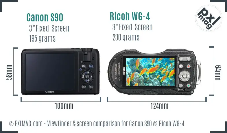 Canon S90 vs Ricoh WG-4 Screen and Viewfinder comparison Canon S90 vs Ricoh WG-4 Screen and Viewfinder comparison