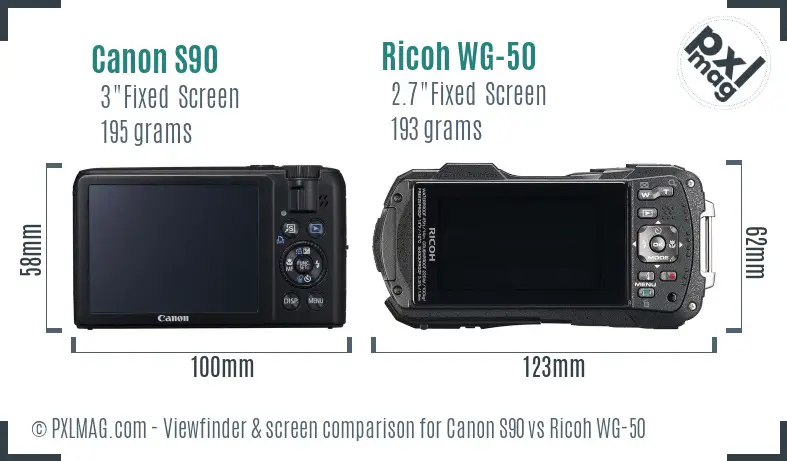 Canon S90 vs Ricoh WG-50 Screen and Viewfinder comparison Canon S90 vs Ricoh WG-50 Screen and Viewfinder comparison