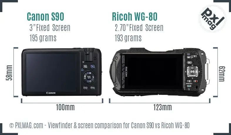 Canon S90 vs Ricoh WG-80 Screen and Viewfinder comparison Canon S90 vs Ricoh WG-80 Screen and Viewfinder comparison