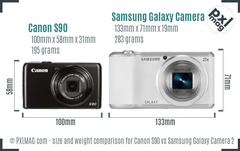 Canon S90 vs Samsung Galaxy Camera 2 size comparison