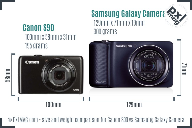 Canon S90 vs Samsung Galaxy Camera size comparison Canon S90 vs Samsung Galaxy Camera size comparison