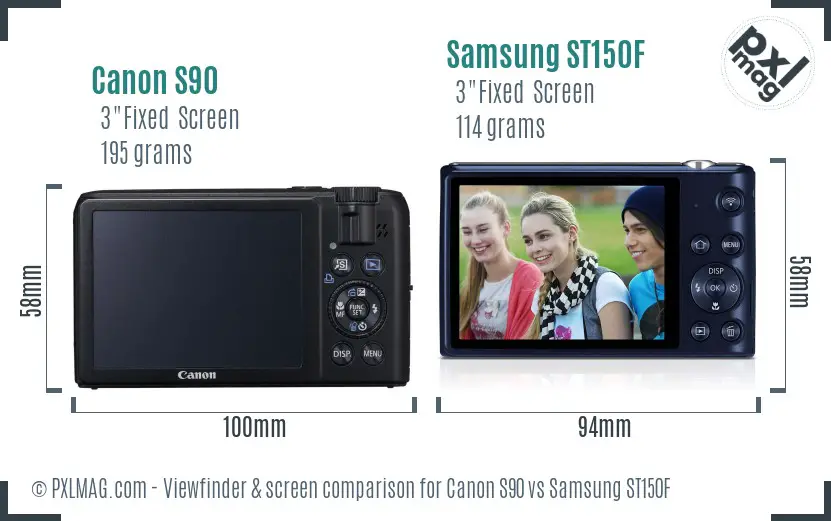 Canon S90 vs Samsung ST150F Screen and Viewfinder comparison Canon S90 vs Samsung ST150F Screen and Viewfinder comparison