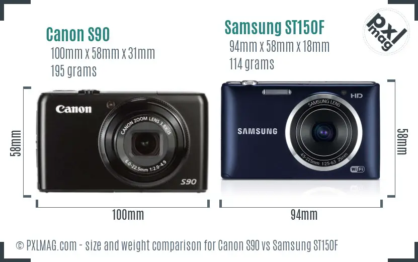 Canon S90 vs Samsung ST150F size comparison Canon S90 vs Samsung ST150F size comparison