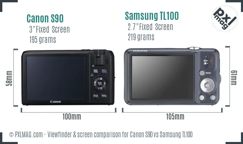 Canon S90 vs Samsung TL100 Screen and Viewfinder comparison Canon S90 vs Samsung TL100 Screen and Viewfinder comparison