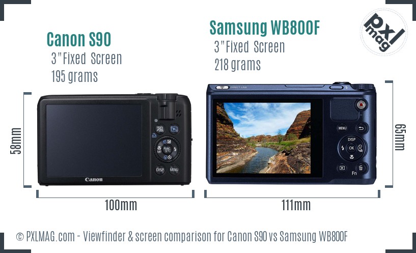 Canon S90 vs Samsung WB800F Screen and Viewfinder comparison