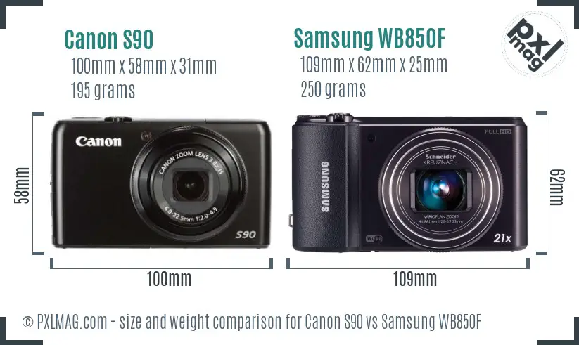 Canon S90 vs Samsung WB850F size comparison