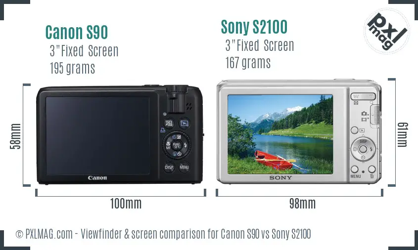 Canon S90 vs Sony S2100 Screen and Viewfinder comparison Canon S90 vs Sony S2100 Screen and Viewfinder comparison