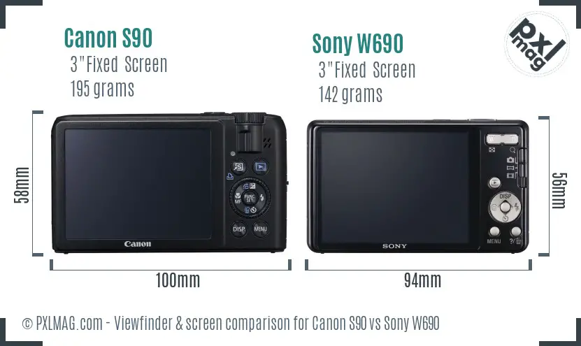 Canon S90 vs Sony W690 Screen and Viewfinder comparison