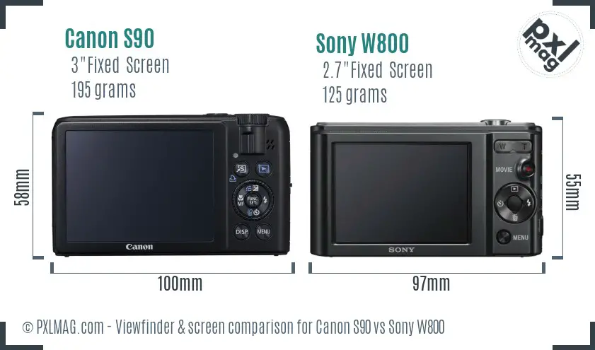 Canon S90 vs Sony W800 Screen and Viewfinder comparison Canon S90 vs Sony W800 Screen and Viewfinder comparison