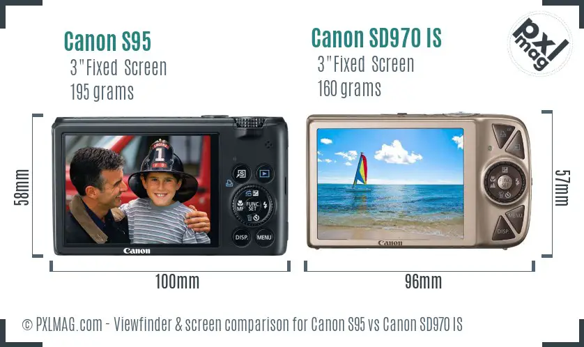 Canon S95 vs Canon SD970 IS Screen and Viewfinder comparison