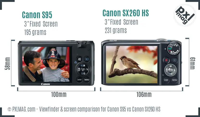 Canon S95 vs Canon SX260 HS Screen and Viewfinder comparison Canon S95 vs Canon SX260 HS Screen and Viewfinder comparison