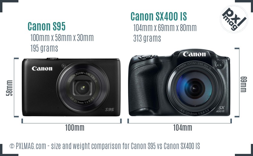 Canon S95 vs Canon SX400 IS size comparison Canon S95 vs Canon SX400 IS size comparison