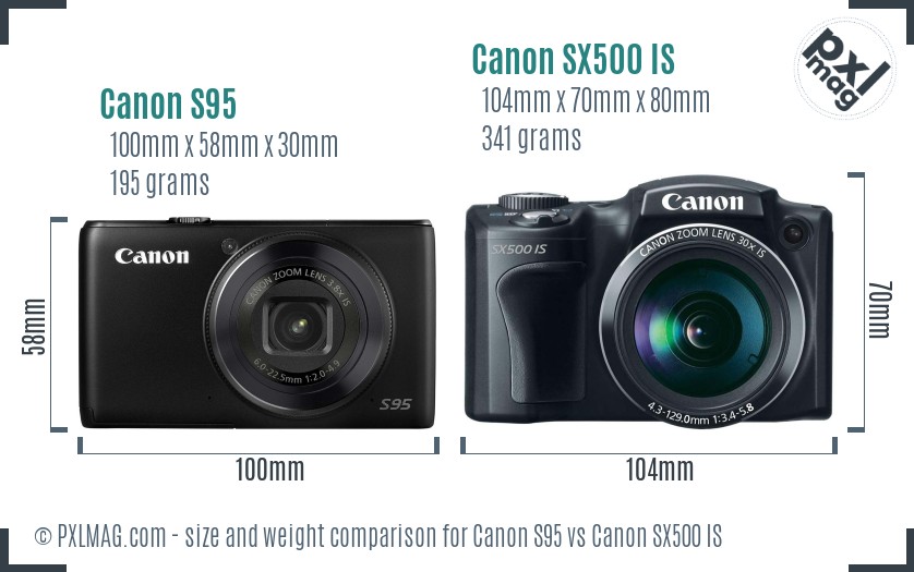 Canon S95 vs Canon SX500 IS size comparison Canon S95 vs Canon SX500 IS size comparison